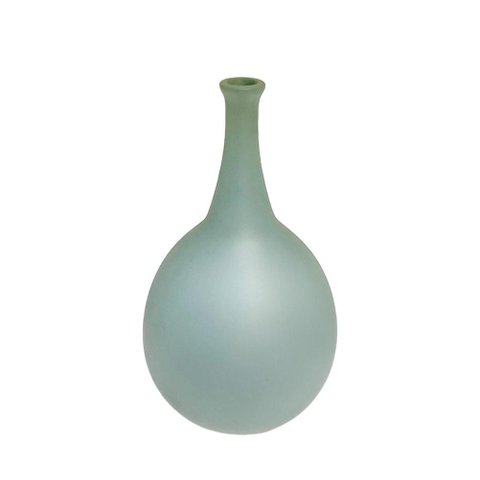 Vaso Liso Bojudo Verde em Ceramica 25,5cm