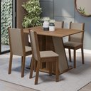 Ver imagem 1 de Conjunto Sala de Jantar Mesa Tampo de Madeira 4 Cadeiras Rustic/crema/bege Sophie Madesa
