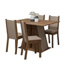 Ver imagem 3 de Conjunto Sala de Jantar Mesa Tampo de Madeira 4 Cadeiras Rustic/crema/bege Sophie Madesa