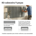 Ver imagem 5 de Cabeceira Estofada Modular Kit 9 Peças para Camas até Casal/Queen Silver Madesa