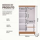 Ver imagem 3 de Guarda Roupa Solteiro 4 Portas 2 Gav Espelho Roupeiro Quarto Branco Camarim