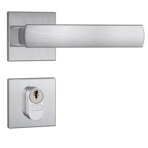 Fechadura Porta Externa 803/35 Escovado Roseta Quadrada Broca 40mm Stam