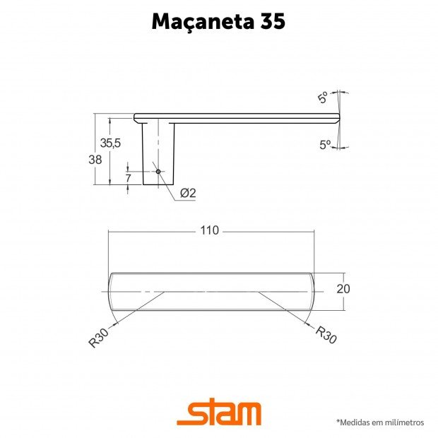 Fechadura Porta Externa 803/35 Escovado Roseta Quadrada Broca 40mm Stam - 2