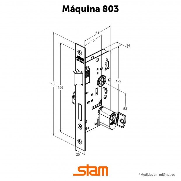 Fechadura Porta Externa 803/35 Escovado Roseta Quadrada Broca 40mm Stam - 3