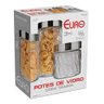 Kit 3 Potes Euro Home Mosaico Vidro Tampa de Rosquear - Aço Inox - 6