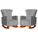 Ver imagem 1 de Conjunto 2 Poltronas Estofadas de Balanço Melinda Linho Cinza - LM DECOR