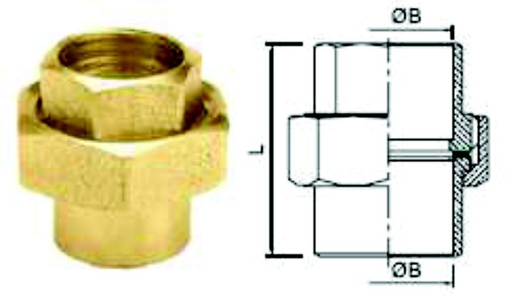 União Latão Bronze B 22 B 22Mm Ramo SEM ANEL DE SOLDA - 3