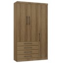 Ver imagem 1 de Guarda Roupa Solteiro 132cm 3 Portas 4 Gavetas Delphi Avelã L01 - Mpozenato