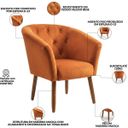 Ver imagem 3 de Poltrona Estofada Tecido Veludo para Salão de Beleza Elegante Confortável Pés de Madeira Resistente