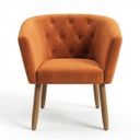 Ver imagem 4 de Poltrona Estofada Tecido Veludo para Salão de Beleza Elegante Confortável Pés de Madeira Resistente