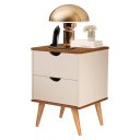 Ver imagem 1 de Mesa de Cabeceira Gabi 2 Gavetas Estilo Retrô: Canela/off White