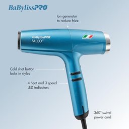 Babylisspro Falco Secador Nano Titanium 2000w Azul com Íons - 2