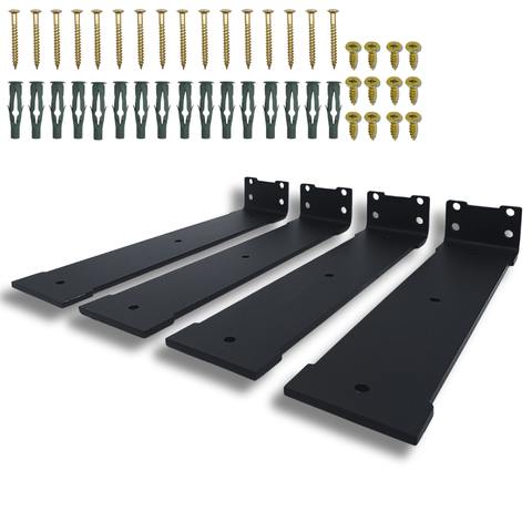 Kit 4 Suportes de Prateleira Largo 30cm Aço Reforçado Estilo Moderno Mão Francesa Preto