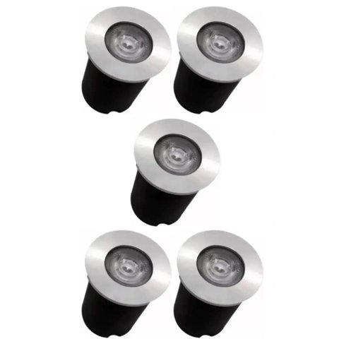 5 Embutido Solo 1w Balizador Led Blindado Ip67 Inox Spot Chão Piso