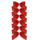 Ver imagem 1 de Jogo Mini Laços Natalinos Veludo Vermelho e Verde com Dourado 6 Unidades