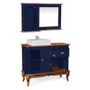 Ver imagem 2 de Gabinete para Banheiro 2 Portas com Cuba e Espelheira Dália 3058 - Azul Petróleo/imbuia Glazer