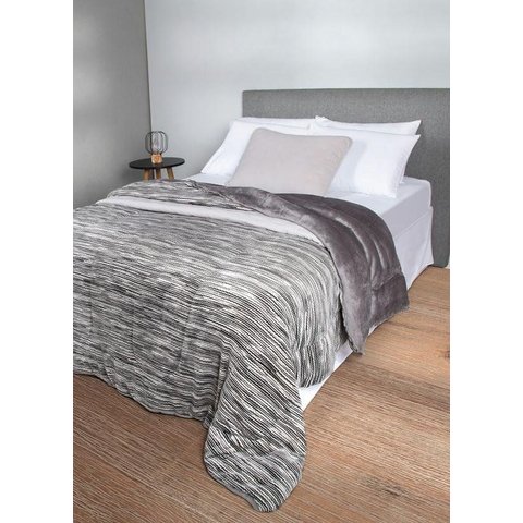 Coberdrom Dupla Face Queen Cinza