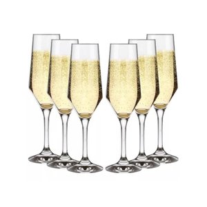 Kit 6 Taças Champagne Cristal Buffet Vidro Liso 186 Ml Nadir