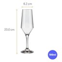 Ver imagem 2 de Kit 6 Taças Champagne Cristal Buffet Vidro Liso 186 Ml Nadir
