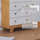Ver imagem 6 de Cômoda Infantil 1 Porta 4 Gavetas 100% MDF 95cm Levy Espresso Móveis Amêndoa/Branco Brilho