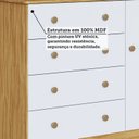 Ver imagem 5 de Cômoda Infantil 1 Porta 4 Gavetas 100% MDF 95cm Levy Espresso Móveis Amêndoa/Branco Brilho