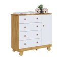 Ver imagem 2 de Cômoda Infantil 1 Porta 4 Gavetas 100% MDF 95cm Levy Espresso Móveis Amêndoa/Branco Brilho