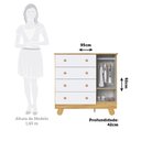 Ver imagem 3 de Cômoda Infantil 1 Porta 4 Gavetas 100% MDF 95cm Levy Espresso Móveis Amêndoa/Branco Brilho
