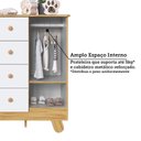 Ver imagem 7 de Cômoda Infantil 1 Porta 4 Gavetas 100% MDF 95cm Levy Espresso Móveis Amêndoa/Branco Brilho