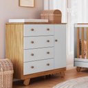 Ver imagem 1 de Cômoda Infantil 1 Porta 4 Gavetas 100% MDF 95cm Levy Espresso Móveis Amêndoa/Branco Brilho