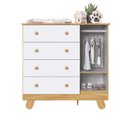 Ver imagem 4 de Cômoda Infantil 1 Porta 4 Gavetas 100% MDF 95cm Levy Espresso Móveis Amêndoa/Branco Brilho