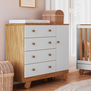 Cômoda Infantil 1 Porta 4 Gavetas 100% Mdf 95cm Levy Espresso Móveis