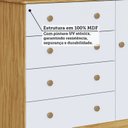 Ver imagem 5 de Cômoda Bebê 1 Porta 4 Gavetas 100% MDF 95cm Levy Yescasa Amêndoa/Branco Brilho