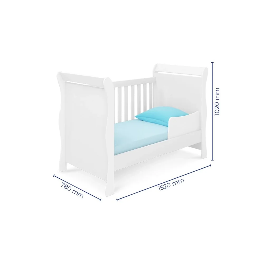 Kit Quarto de Bebe Amore Completo - Roupeiro infantil + Comoda 4 Gavetas e Berço Mini Cama 2 em 1 Br - 8