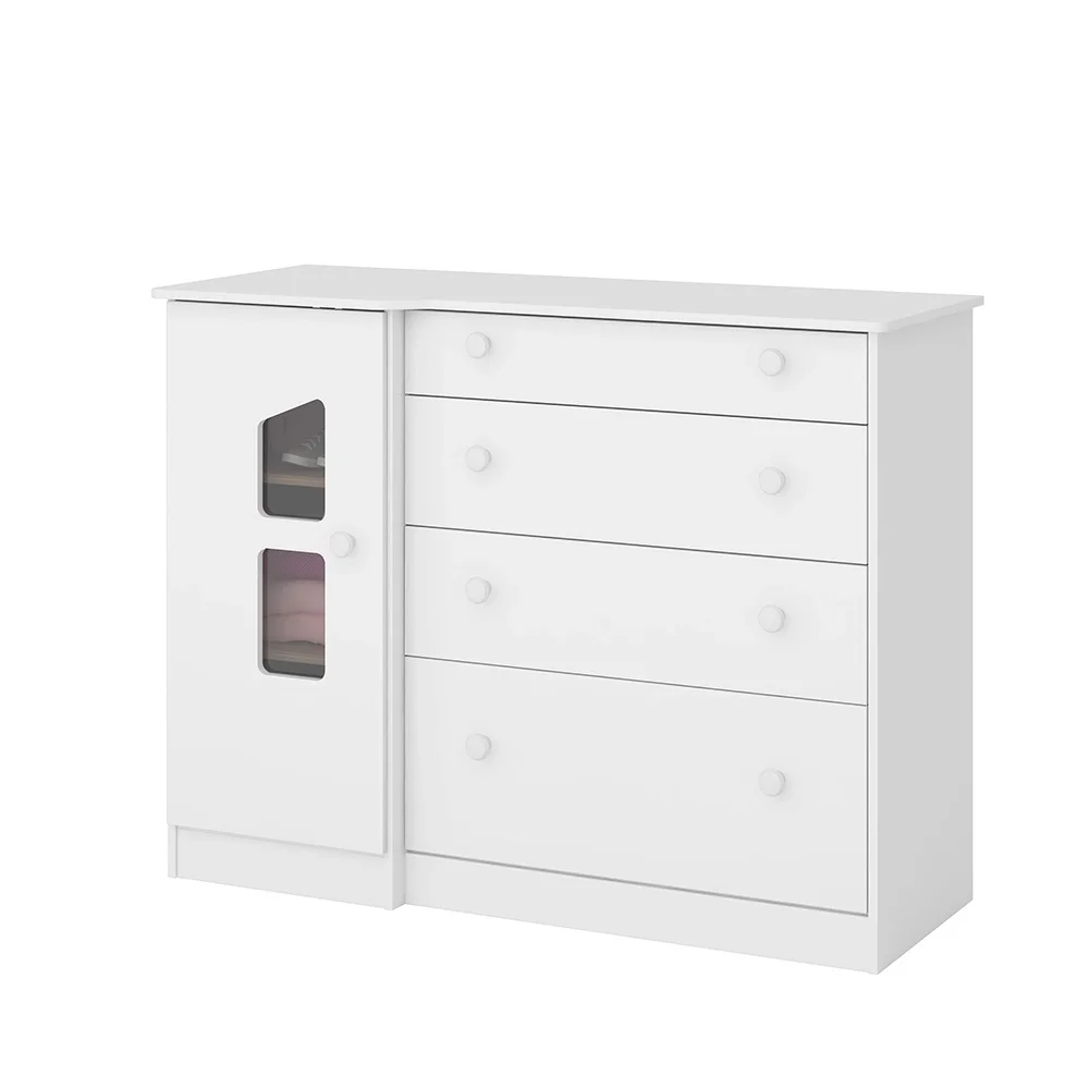Kit Quarto de Bebe Amore Completo - Roupeiro infantil + Comoda 4 Gavetas e Berço Mini Cama 2 em 1 Br - 4