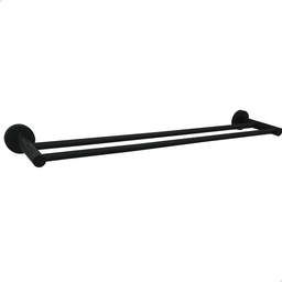 Suporte Porta Toalha Duplo Toalheiro Preto Fosco 60cm Aço Inox Porta Toalha Banho Acessorio Banheiro - 1