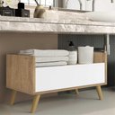 Ver imagem 1 de Gabinete Armário Banheiro 80cm com Pés Retrô Multimóveis Rustic/Branco/Natural