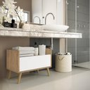 Ver imagem 7 de Gabinete Armário Banheiro 80cm com Pés Retrô Multimóveis Rustic/Branco/Natural