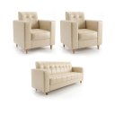 Ver imagem 7 de Sofá 3 Lugares com Kit 2 Poltronas Arezzo Sintetico PU D03 - D'Rossi