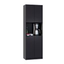 Ver imagem 3 de Armário Multiuso 4 Portas Organizador Compacto Preto com Nicho para Café e Cozinha