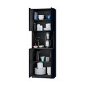 Ver imagem 4 de Armário Multiuso 4 Portas Organizador Compacto Preto com Nicho para Café e Cozinha