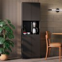 Ver imagem 1 de Armário Multiuso 4 Portas Organizador Compacto Preto com Nicho para Café e Cozinha