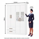 Ver imagem 4 de Guarda-Roupa Solteiro Siena 4 Portas 2 Gavetas com Espelho Multimóveis CR35555 Branco