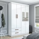 Ver imagem 1 de Guarda-Roupa Solteiro Siena 4 Portas 2 Gavetas com Espelho Multimóveis CR35555 Branco