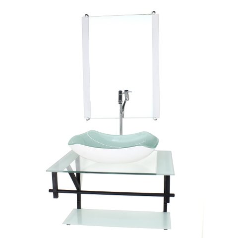 GABINETE DE VIDRO PARA BANHEIRO 60CM AP CUBA ABAULADA BRANCO COM TORNEIRA CROMADA