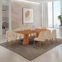 Ver imagem 1 de Sala de Jantar Mesa Florida 220cm Tampo Barril Laminado e 8 Cadeiras Suiça