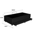 Ver imagem 2 de Cama Box Baú Auxiliar Solteiro Suede Espuma 8cm 45x88x188 Preto