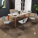 Ver imagem 2 de Mesa De Jantar Capri 160cm Off White Nature Com 6 Cadeiras Allana B05 Linho Cinza - Lyam Decor