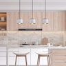Luminária Pendente Lagos Detalhe Madeira Cozinha Bancada E27:Branco/110V/220V - 2