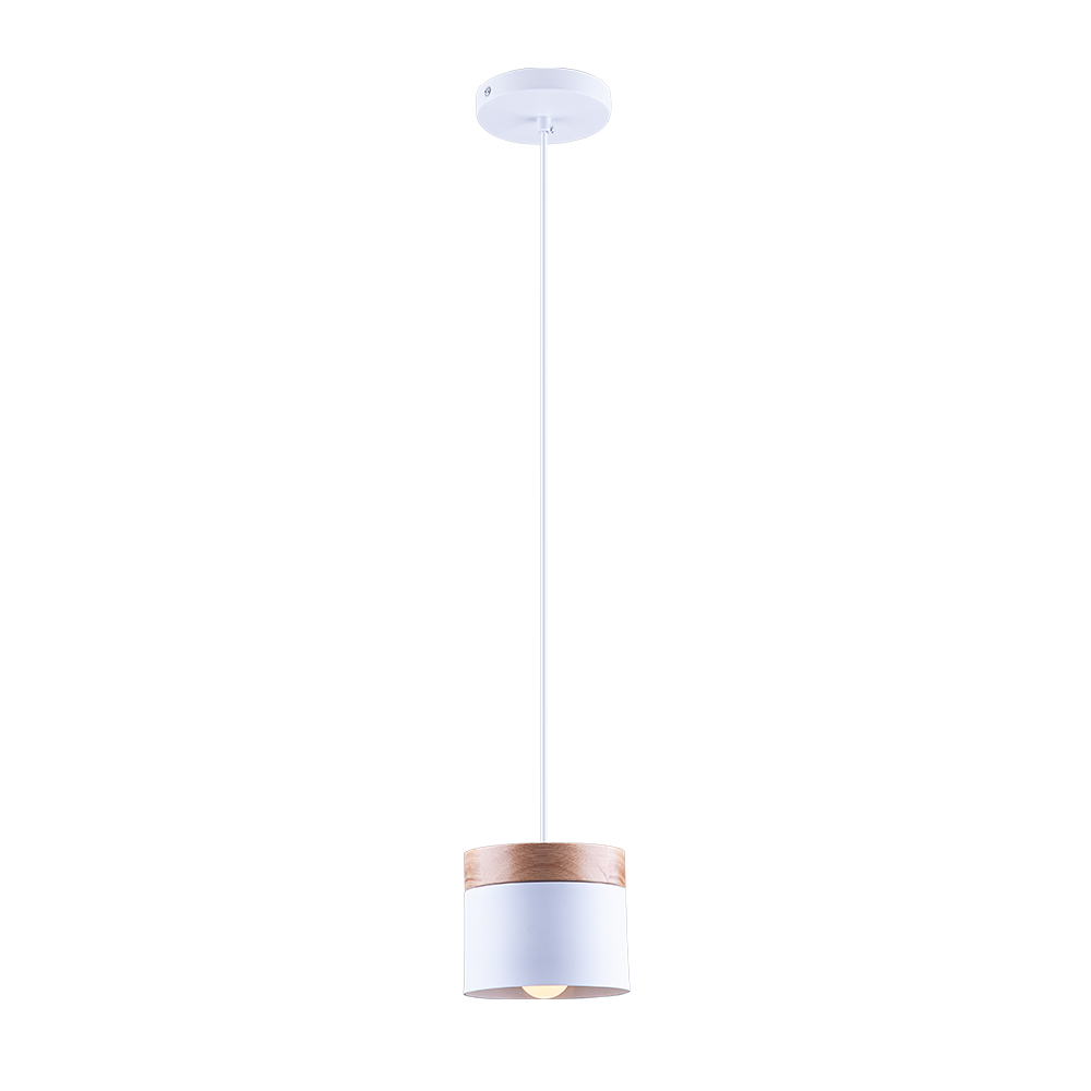 Luminária Pendente Lagos Detalhe Madeira Cozinha Bancada E27:Branco/110V/220V