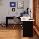 Ver imagem 1 de Mesa Angular New City Pé Painel 160 cm Cinza Cristal/Preto Gebb Work